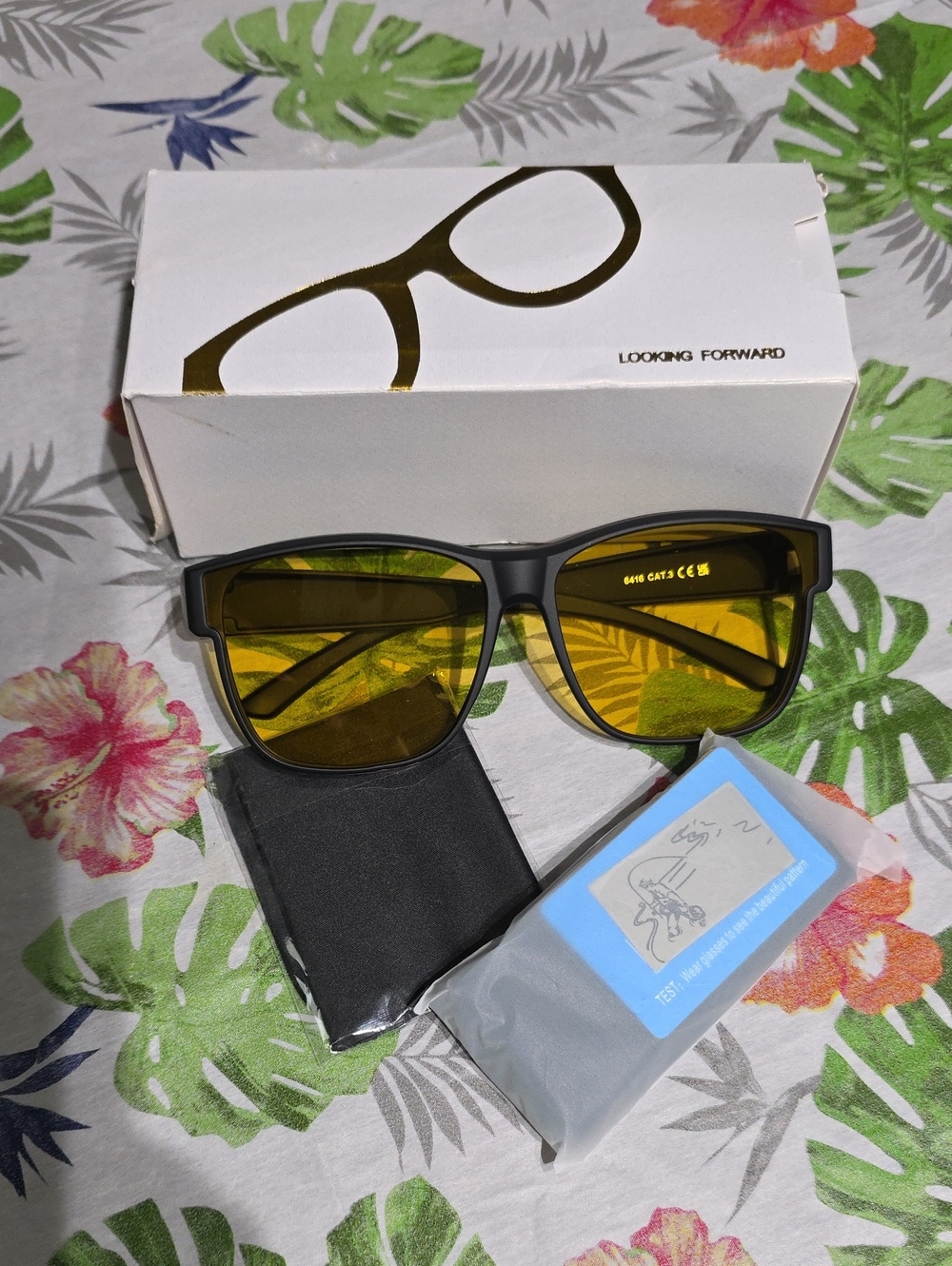Men's Black Frame Yellow Lens Sunglasses -